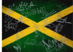 Football, Jamaica multi signed 16x12 colour football photo signed by Paul Hall, Rodolth Austin, Deon
