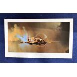WWII, Spitfire print by Barrie A.F Clark, approx 40x23. Barrie Clark was a British artist renowned
