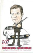 Roger Moore 6x4 James Bond 007 limited edition 23/500 caricature signed by the artist Norman Hood.