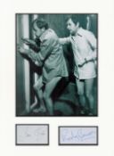 James Bolam and Rodney Bewes signature pieces mounted below black and white Likely Lads photo.