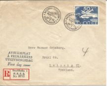 Airmail Sweden to Germany envelope.Good condition. All autographs come with a Certificate of