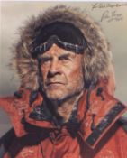 Ranulph Fiennes signed 10 x 8 inch photo during a polar expedition.Good condition. All autographs