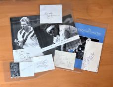 Sport collection of 7 signed pages and newspaper photos featuring various icons including Bob