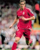 Footballer Daniel Agger Liverpool 8x10 coloured signed photo. The classy left-footer made his