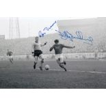Autographed RON FLOWERS / BOBBY TAMBLING 12 x 8 photo - B/W, depicting Tambling of Chelsea and