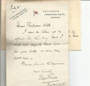 Vice Admiral Henry Edgar Grace son of W. G Grace signed hand written letter dated early 1900s on HMS
