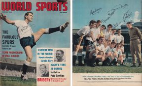 Football Autographed Tottenham 1960, An Edition Of World Sports Magazine, Issued In December 1960,