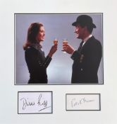 Diana Rigg and Patrick Macnee 14x13 overall Avengers matted signature piece includes two mounted
