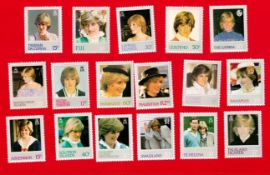Lady Diana Mint Stamp Groups, 50 Stamps from Islands Including 3 x British Antarctic Territory