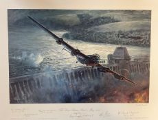 Geoff Hunt Multi signed Colour 22x17 Print titled ' The Dambusters Raid-May1943'. Hand signed in
