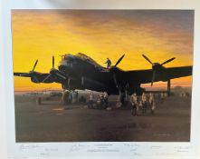 Gerald Coulson Multi Signed Limited Edition 119/500 Print Titled 'A Lincolnshire Sunset 1944' A