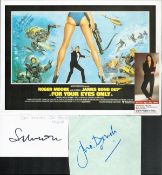 James Bond film cast signature collection featuring signed cards by Judi Dench, who plays M, Sam