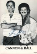Cannon and Ball signed 6x4 black and white photo. Tommy Cannon (born Thomas Derbyshire; 27 June