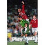 Autographed NICKY BUTT 12 x 8 photo - Col, depicting Butt and his Man United team mate Raimond van