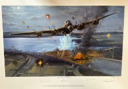 Philip E West Colour 28x19 Multi Signed Print titled 'Night Of Heroes-The Dambusters' Artist Proof