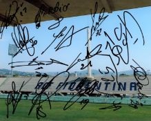 Football ACF Fiorentina Multi signed Stadium coloured photo. Signatures from Sébastien Frey, Dario
