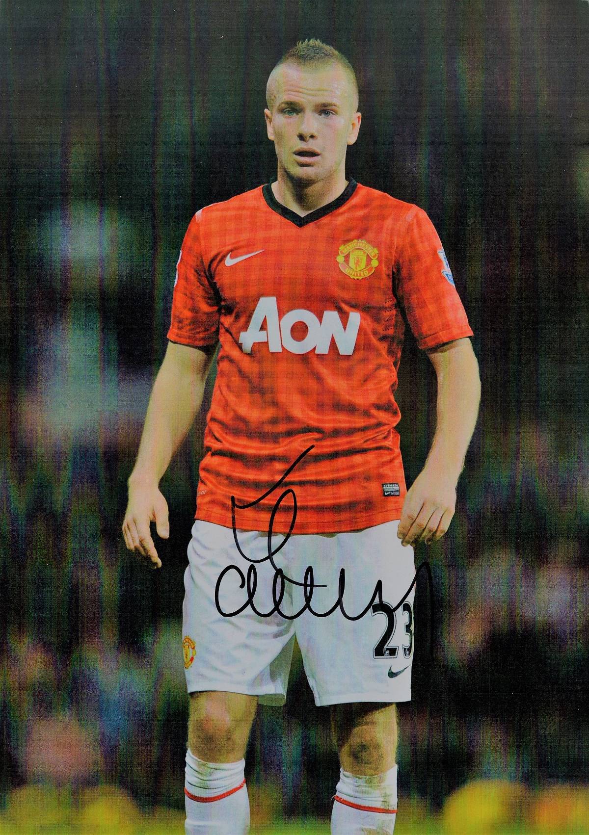 Footballer Tom Cleverley Manchester United 12x8 Signed Coloured Photo. Cleverley joined Manchester