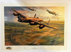 Nicolas Trudgian Multi Signed Colour 31x24 Limited Edition 371/500 Print Titled 'Bomber Force'.