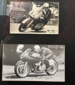 Racing Legend Geoff Duke OBE Hand signed 2 Postcards set in Frame. Overall size is 12x10.