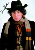Tom Baker signed 12x8 Dr Who colour photo. Doctor Who is a British science fiction television