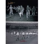 Autographed ALEX STEPNEY 12 x 8 photos - B/W, depicting Man United players walking out at Wembley