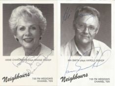 Neighbours collection of 4 signed 6x4 black and white photographs from stars of the show including