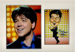 Michael McIntyre 18X13 overall mounted signature piece includes a signed caricature and a