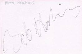 Bob Hoskins signed white card. (26 October 1942 - 29 April 2014) was an English actor. Good