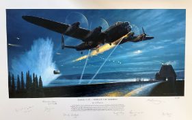 Mark Postlethwaite Multi Signed Colour 28x17 Limited Edition 4/200 Print Titled 'Dambusters- Courage