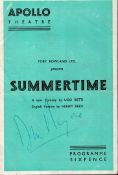 Dirk Bogarde signed Summertime vintage 1955 theatre programme from the Apollo Theatre, London.