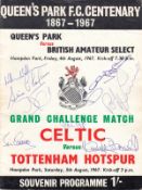 Football Autographed Celtic 1967, An Official Programme Celtic V Tottenham At Hampden Park On The