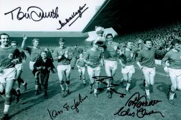 Liverpool Legends multi signed 12x8 black and white photo signatures included are Tommy Smith, Ian