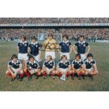 Autographed SCOTLAND 12 x 8 photo - Col, depicting a superb image showing players posing for a