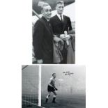 Autographed RON BAYNHAM 12 x 8 photos - B/W, depicting Baynham and England captain Billy Wright