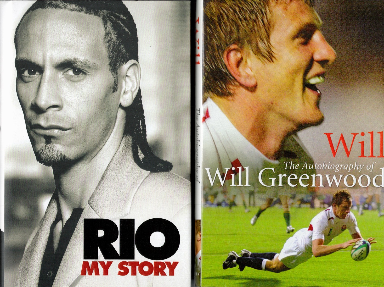 Collection of Three First Edition Autobiographies of Will Greenwood, Bobby Robson, Rio Ferdinand.