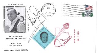 Neil Armstrong signed commemorative cover Retires From Astronaut service PM Houston TX 1 Jul 1970.
