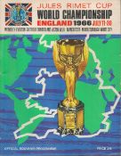 Jules Rimet Cup World Championship England 1966 July 11-30 Vintage Official Football Programme. Good