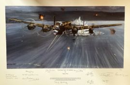 Philip E West Colour 28x18 Multi Signed Print titled 'Every Second Counts- the Dambusters' Limited