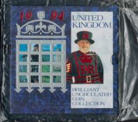 UK Brilliant Uncirculated Coin Collection Sealed in Original Wrapper Containing £2, £1, 50p, 20p,