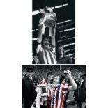 Autographed SUNDERLAND 12 x 8 photos - B/W, depicting captain BOBBY KERR holding aloft the FA Cup