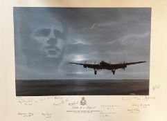 P. E Holland Multi-Signed Colour 25x19 Print Titled 'Salute To A Legend'- 50th Anniversary of 617