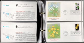 48 American FDC in a First Day Cover Album with Stamps Featuring Flowers and FDCs have the same