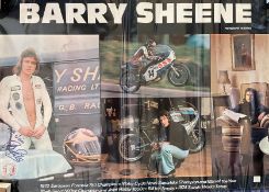 Barry Sheene signed 33x26 early 1970s vintage colour poster dedicated. Barry Steven Frank Sheene MBE
