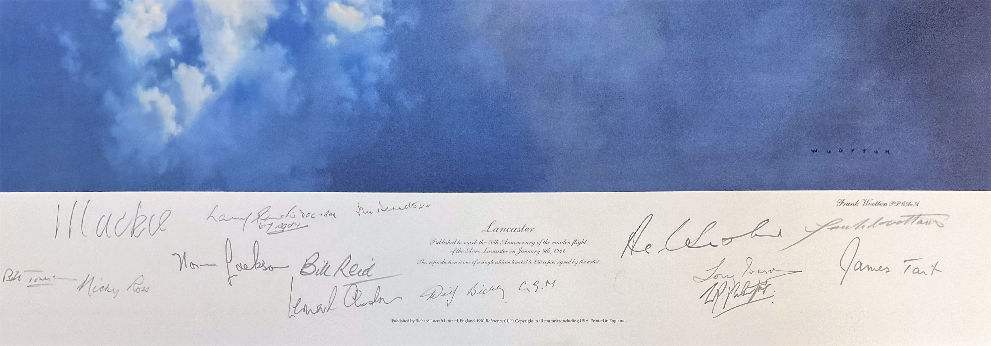 Frank Wootton Multi Signed Colour 30x22 Limited Edition 359/850 Print Titled 'Lancaster'. Signed - Image 2 of 2