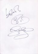 Rick Wakeman large signature on A4 white paper. Good condition. All autographs come with a