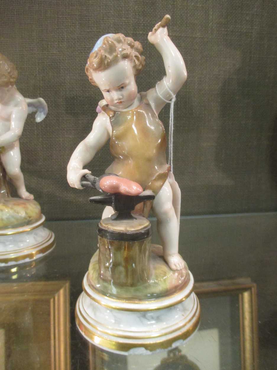 A pair of Meissen figures of cherubs, crossed swords mark, one incised L109, the other L14 (2) - Image 6 of 11