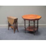 An Arts & Crafts octagonal occasional table, on four baluster turned supports with square under-tier