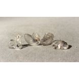 A group of four Chinese/Vietnamese rock crystal small stylised animals in Han style, two drilled