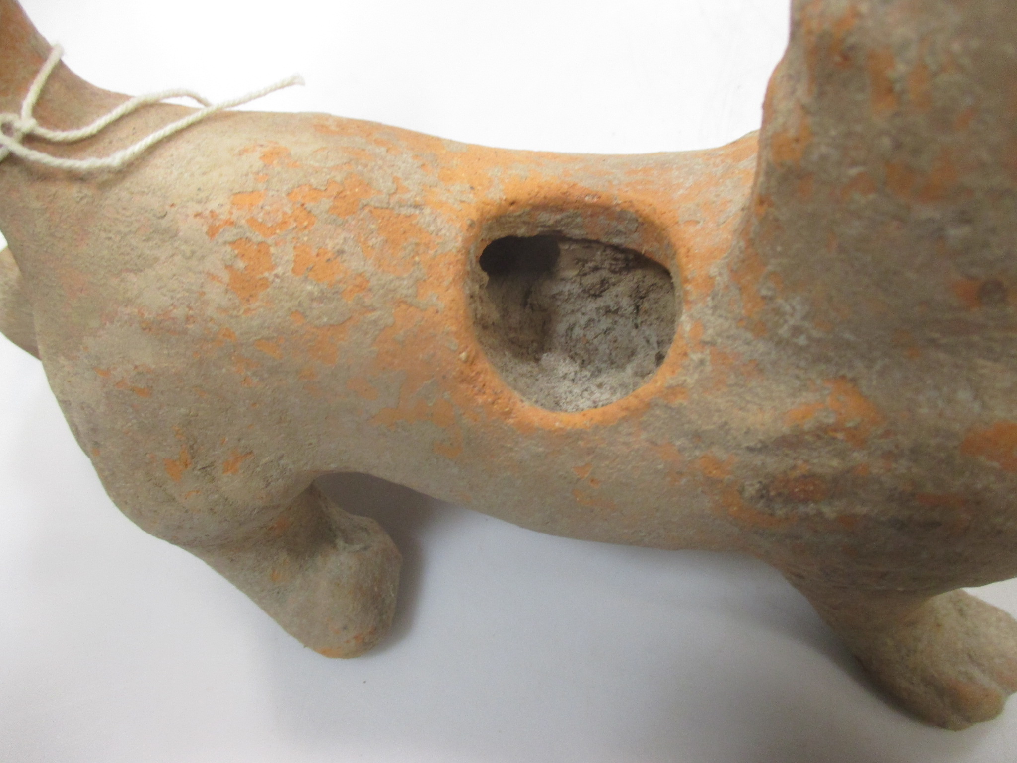 A Chinese grey pottery prowling dog and a red pottery chimera, both probably Han Dynasty (206 BC - - Image 5 of 5