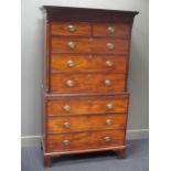 An 19th century mahogany chest on chest 191 x 111 x 53cm